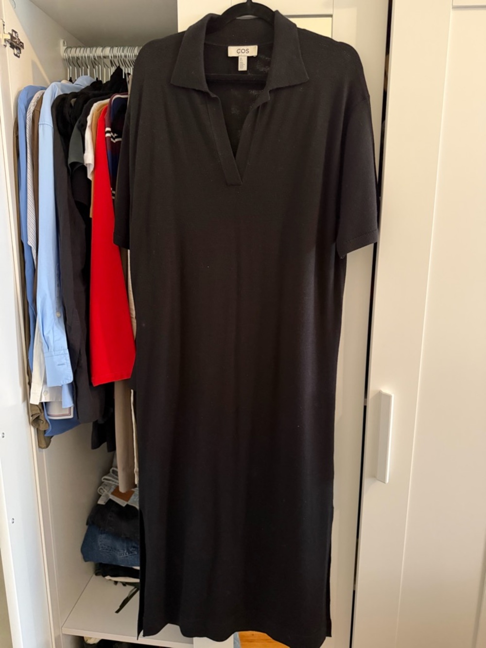 COS Black Ribbed Polo Knit Dress